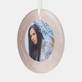 Roos gouden blush aangepaste foto verjaardag glas ornament (Voorkant links)