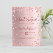 Roos gouden blush chique glitter foto zoet 16 kaart (Staand voorkant)