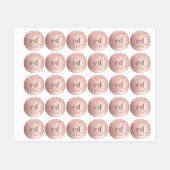 Roos gouden blush druppels monogram initialen labels (Vel)