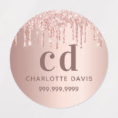 Roos gouden blush druppels monogram initialen labels (Design 2)