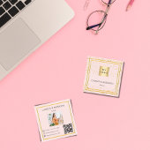 Roos gouden blush foto logo QR code Vierkante Visitekaartje