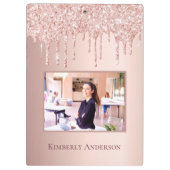 Roos gouden blush foto naam druipt klembord (Achterkant)