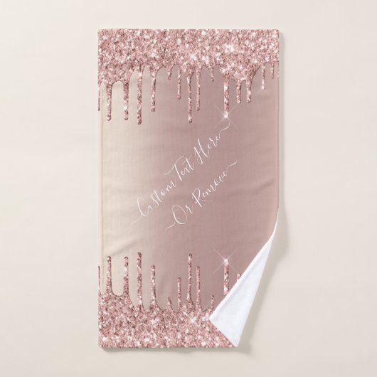 Roos gouden blush glitter aangepaste tekst badhand bad handdoek (Handdoek)