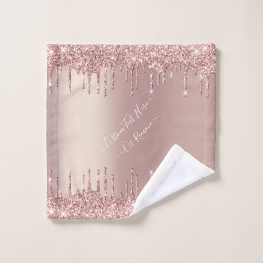 Roos gouden blush glitter aangepaste tekst badhand bad handdoek (Wasdoekje)
