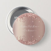 Roos gouden blush glitter aangepaste tekst Button (Voorkant /achterkant)