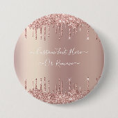 Roos gouden blush glitter aangepaste tekst Button (Voorkant)