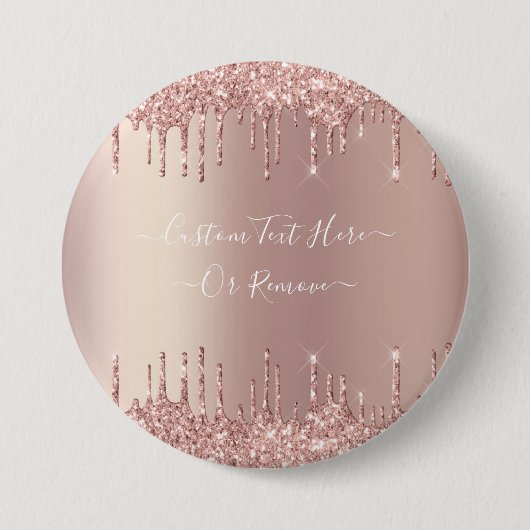 Roos gouden blush glitter aangepaste tekst Button (Voorkant)