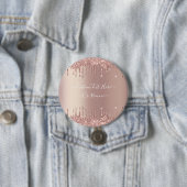 Roos gouden blush glitter aangepaste tekst Button (In situ)