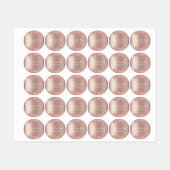 Roos gouden blush glitter aangepaste tekst cadeau labels (Vel)