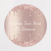 Roos gouden blush glitter aangepaste tekst cadeau labels (Design 1)