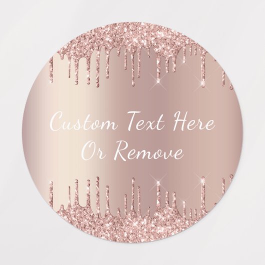 Roos gouden blush glitter aangepaste tekst cadeau labels (Design 3)
