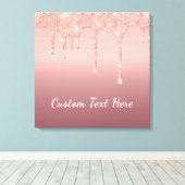 Roos gouden blush glitter aangepaste tekst canvas  (Insitu (Houten vloer))