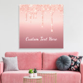 Roos gouden blush glitter aangepaste tekst canvas  afdruk (Insitu (Woonkamer))