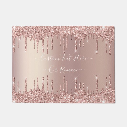 Roos gouden blush glitter aangepaste tekst deurmat (Voorkant)