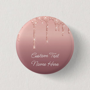Roos gouden blush glitter Button aangepaste tekst 