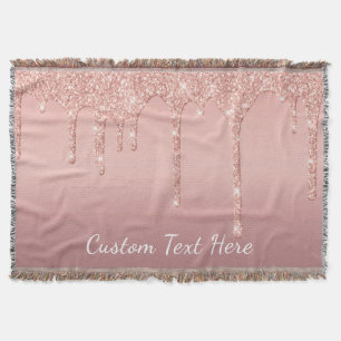 Roos gouden blush glitter gooien deken aangepaste 