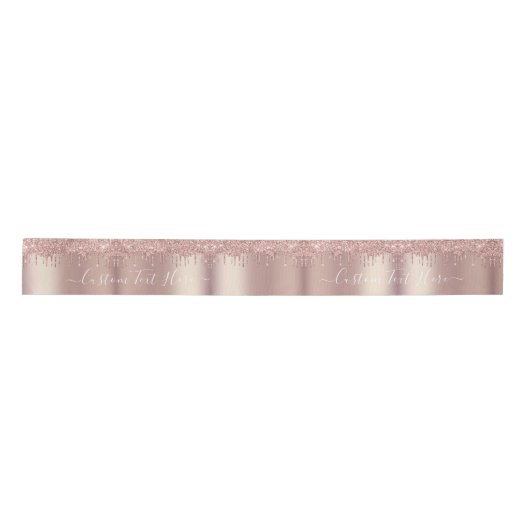 Roos gouden blush glitter sparkle aangepaste tekst lint (Voorkant)