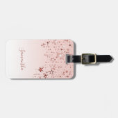 Roos gouden blush roze sterren naam script bagagelabel (Voorkant horizontaal)