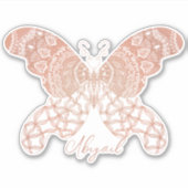 Roos gouden boho vlinder sticker (Voorkant)