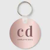 Roos gouden bolle monogram initialen metaal sleutelhanger (Voorkant)