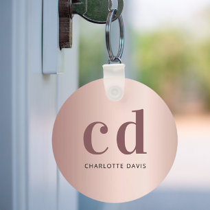 Roos gouden bolle monogram initialen metaal sleutelhanger