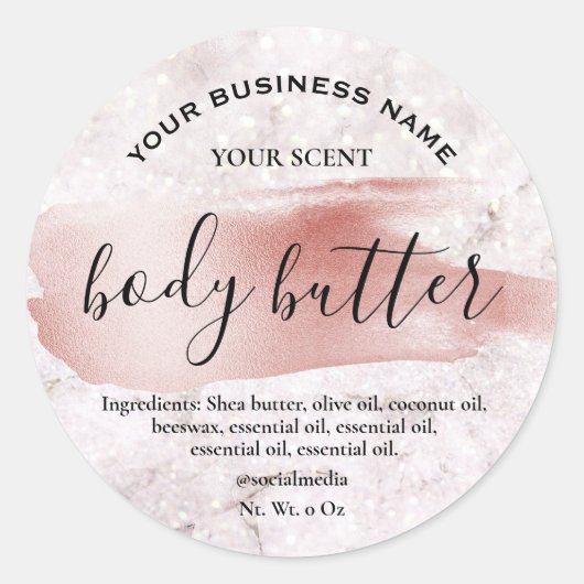 Roos Gouden Borstel Glitter Body Butter Labels (Voorkant)