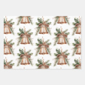 Roos Gouden Bronzen Kerstbel Inpakpapier Vel (Voorkant 3)