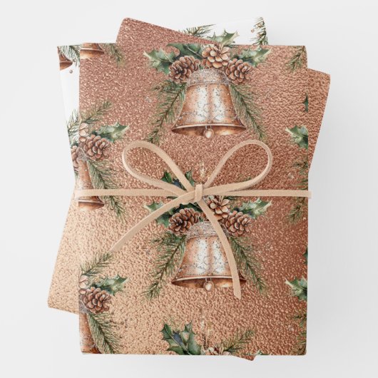 Roos Gouden Bronzen Kerstbel Inpakpapier Vel (In situ)