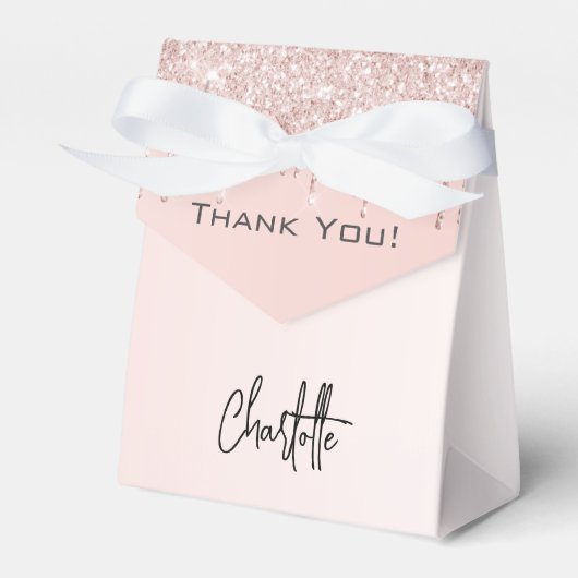Roos gouden bruine glitterdruppels naam bedankt bedankdoosjes (Voorkant Zijde)