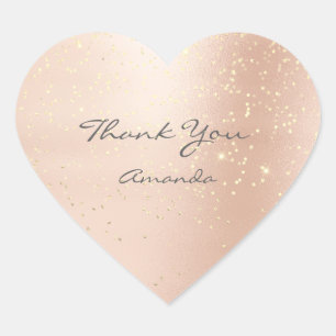 Roos Gouden Confetti 16e Naam Bruids Hart Dank u Sticker