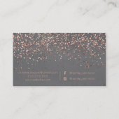 Roos gouden confetti cementhaar make-up typografie visitekaartje (Achterkant)