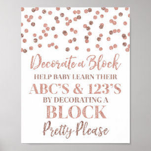 Roos Gouden Confetti Decoreren Blok Game Sign Poster