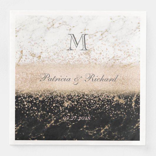 Roos gouden confetti marmering servet (Voorkant)