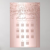Roos gouden confetti metallic bruiloft poster (Voorkant)