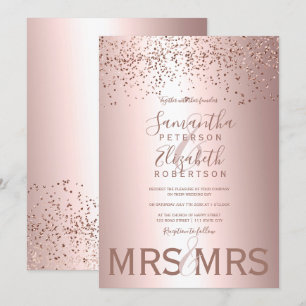 Roos gouden confetti metallic folie lesbische brui kaart
