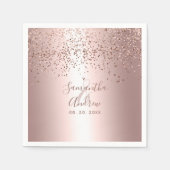 Roos gouden confetti metallic typografie bruiloft servet (Voorkant)