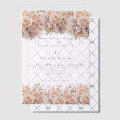 Roos gouden crème bloemen Clear bruiloft Vellum Uitnodigingen (Offset (Uitnodiging))