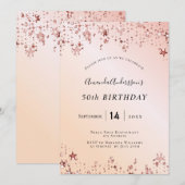 Roos gouden donkerroze sterren moderne kaart (Voorkant / Achterkant)