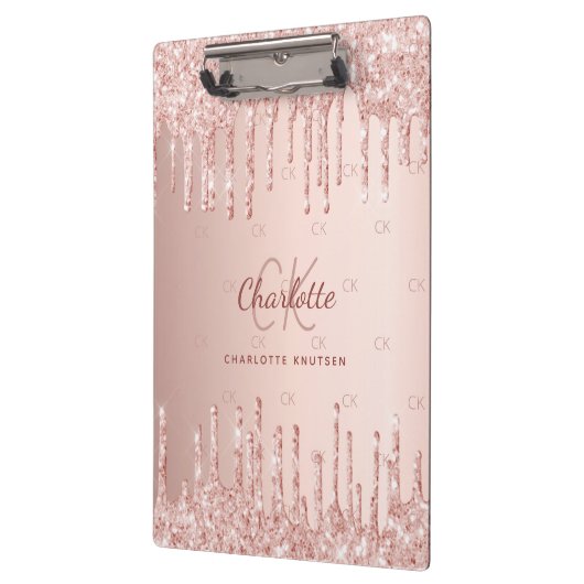 Roos gouden druppels monogram script klembord (Links)