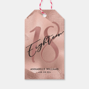 Roos Gouden Faux Folie 18e Verjaardag Cadeaulabel