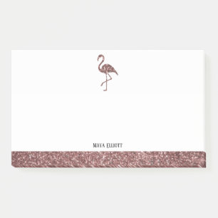 Roos Gouden Faux Glitter en Witte Flamingo & Rand Post-it® Notes