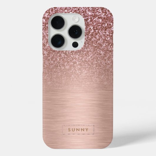 Roos-gouden Faux Glitter & Metallic Textuur Case-Mate iPhone Case (Achterkant)