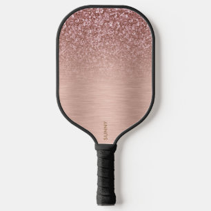 Roos-gouden Faux Glitter & Metallic Textuur Pickleball Paddle
