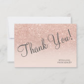 Roos gouden faux glitter roze ombre chic bedankt (Voorkant)