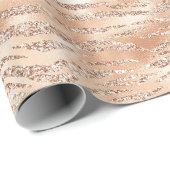 Roos gouden faux glitter zebra strepen cadeaupapier (Rol Hoek)
