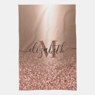 Roos gouden faux roze glitter theedoek