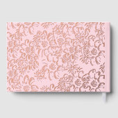 Roos Gouden Folie Daisies Bloemen Lichte Roze Huwe Gastenboek (Achterkant)