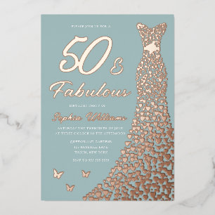 Roos Gouden Folie Jurk 50 & Fabulous 50ste Verjaar Folie Uitnodiging