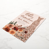 Roos Gouden Folie Jurk Boho Floral 60e Verjaardag Folie Uitnodiging (Gedraaid)