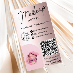 Roos Gouden folie make-up logo Qr code 2 foto's Visitekaartje